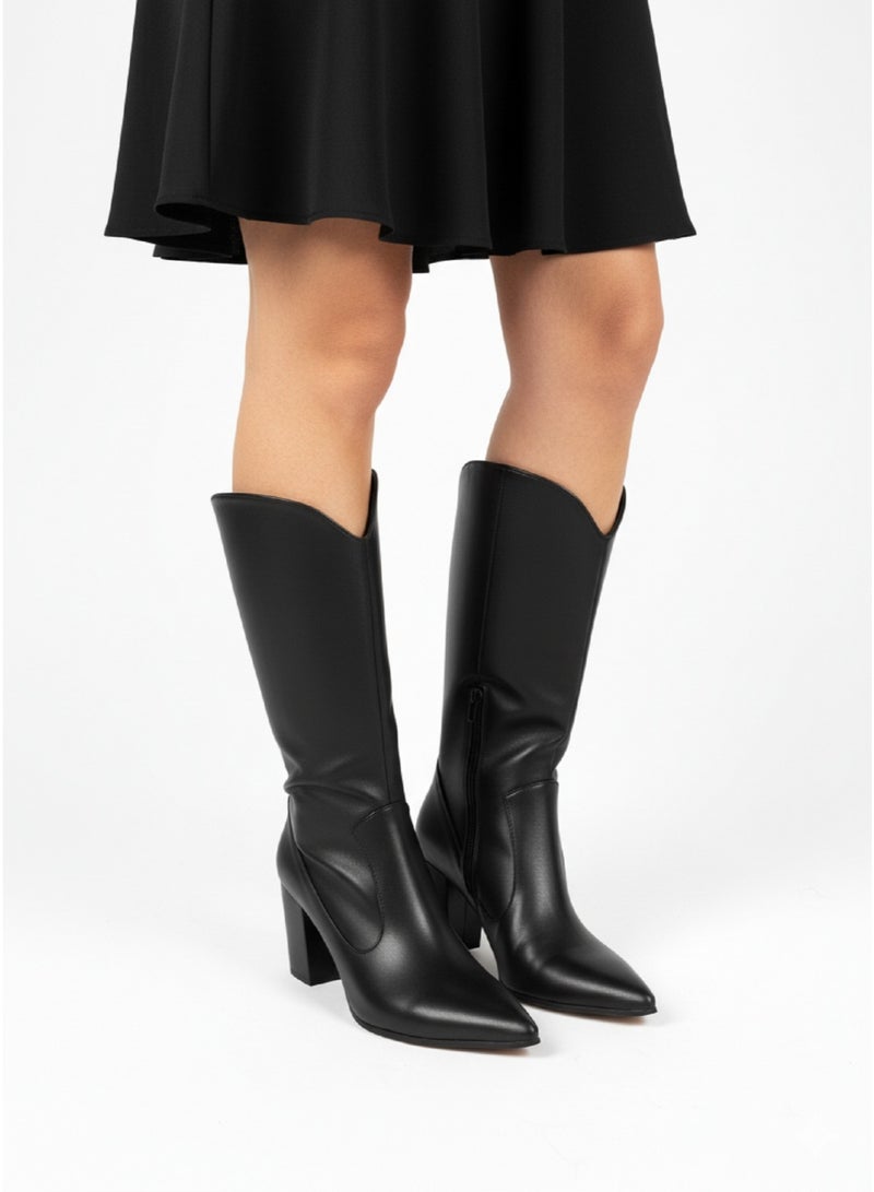 Vbranda Elegant mid-calf boots with a sleek pointed toe and block heel B-52 - Image 2